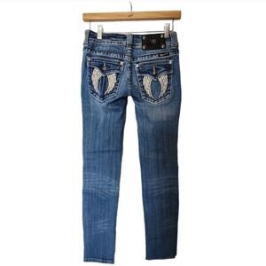 Miss Me Angel Wing Sequin Flap Pocket Jeans Size 30